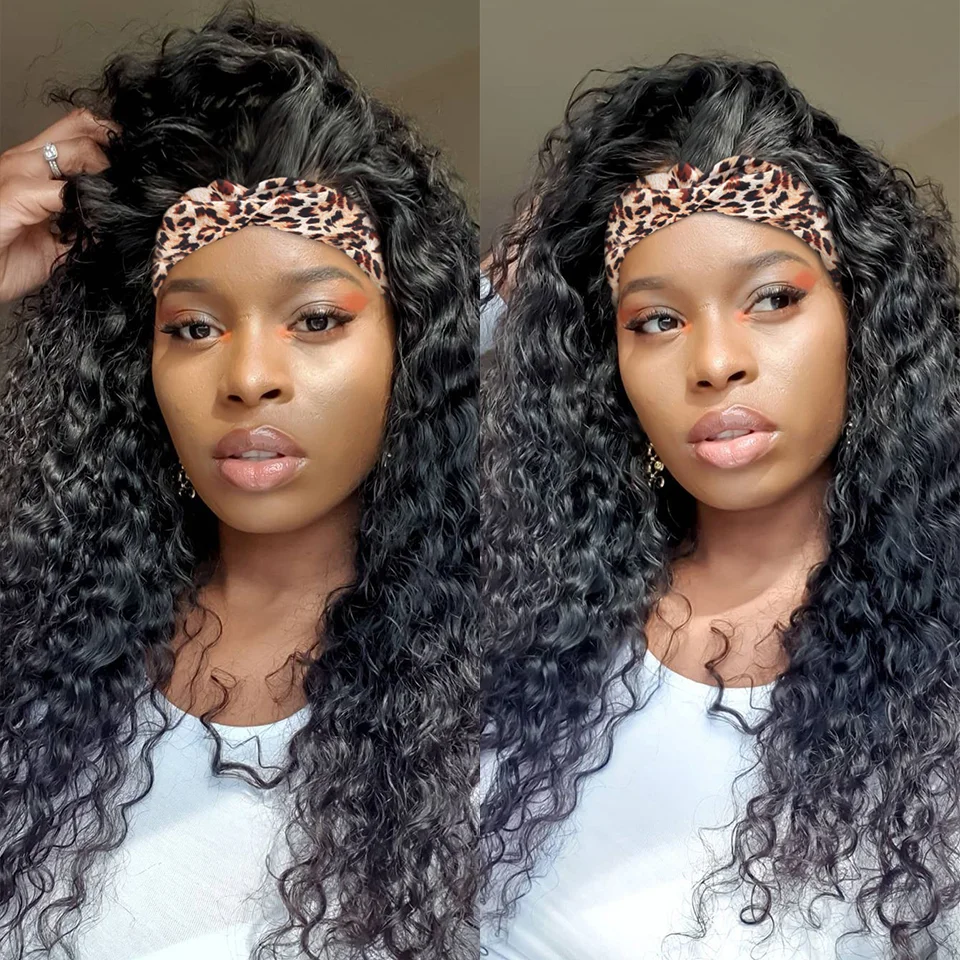 Jewtribute Hair®|Curly Hair Headband Wig Brazilian Deep Wave