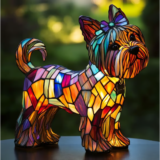 Colorful Dog Night Light Gift for Puppy Lovers Resin Art Cute Lamp