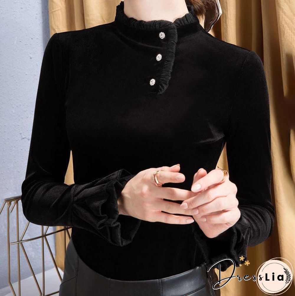 Long Sleeve Black Flannelette Top