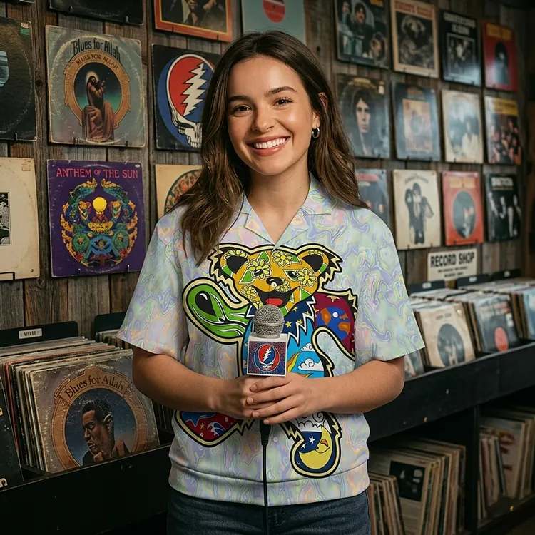 Vintage Grateful Dead Skull & Bear &Terrapin Graphic Cuban Collar Short Sleeve Shirt &ndash; Unisex Retro Cotton Top