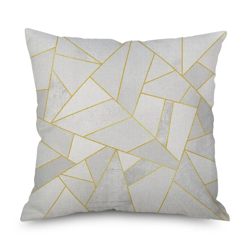 Nordic Marble Geometric Printed Cushion Cover Polyester Throw Pillow Cases for Sofa Car Black Home Decorative Pillowcase 45*45cm
