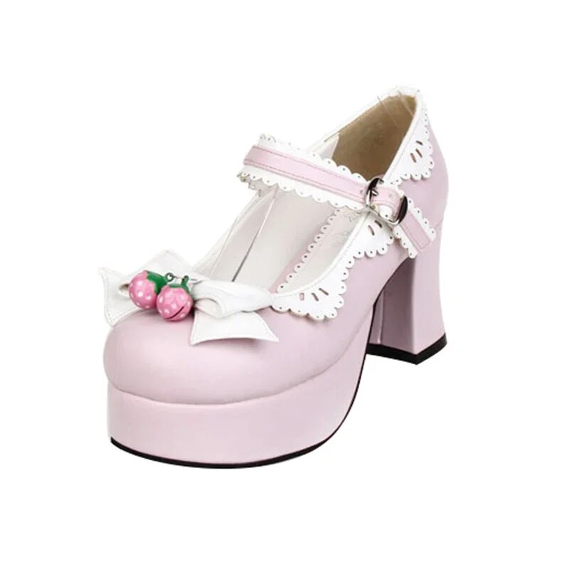 VCshoes Woman Mori Girl Lolita Cosplay Shoes Lady High Heels Pumps Women Princess Dress Single Shoes Small Bell