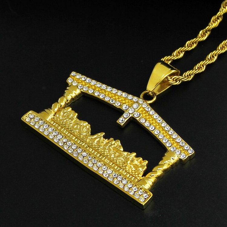 Hip Hop Iced Out The Last Supper Pendant Necklace Bling Jewelry