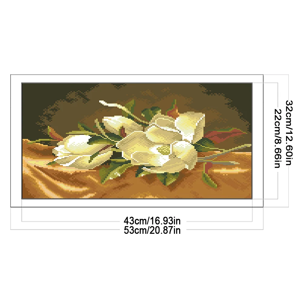 9CT Full Stamped Cross Stitch Bead Embroidery- Lily(Canvas|43*22CM)