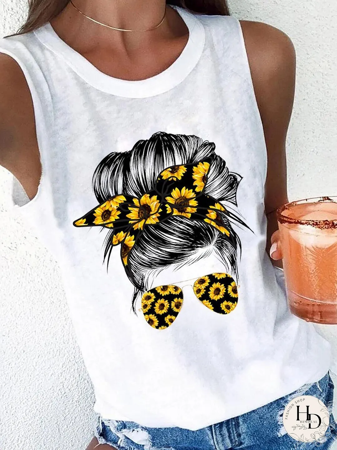 Casual Printed Sleeveless Tank Top for Women