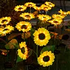 Solar Powered 3/6Head Sunflower Lights Smart Sensor Waterproof Landscape Lights Weather Proof Simulation Sunflower Decorative Lamp for Garden Lawn Courtyard Decor