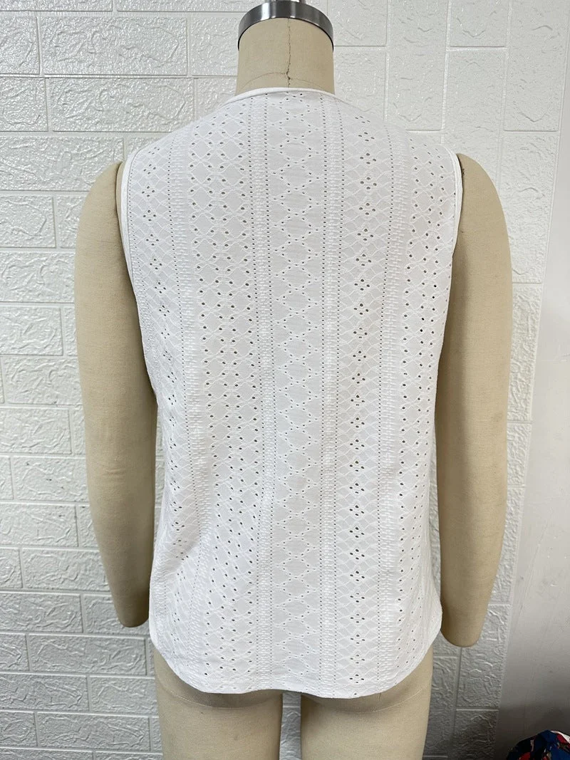 Uveng New Summer V-neck Stitching Hollow-out Blouses