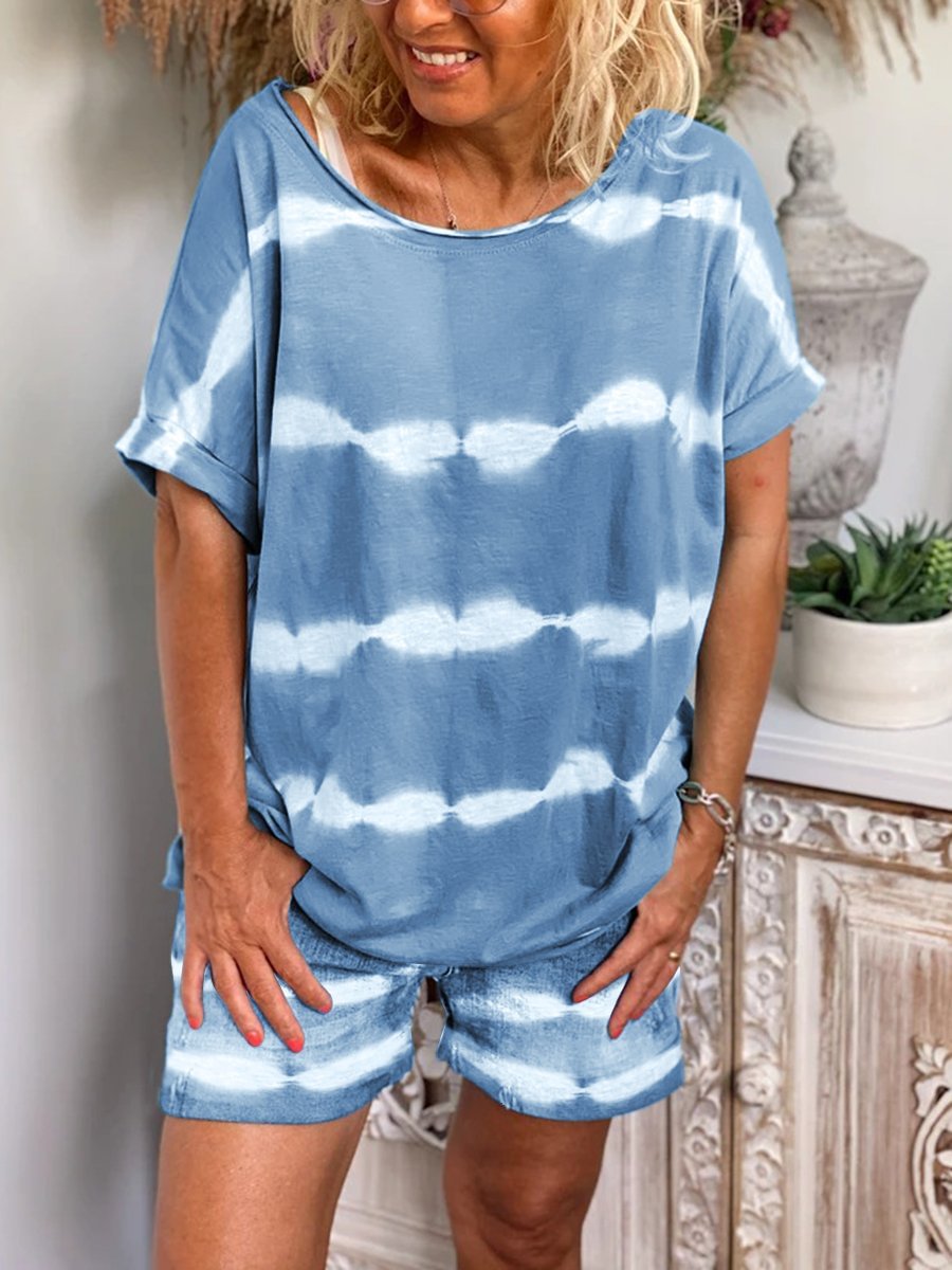 Simple Casual Loose Top Shorts Set