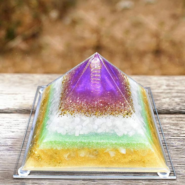 Citrine with Rose Quartz Orgone Pyramid