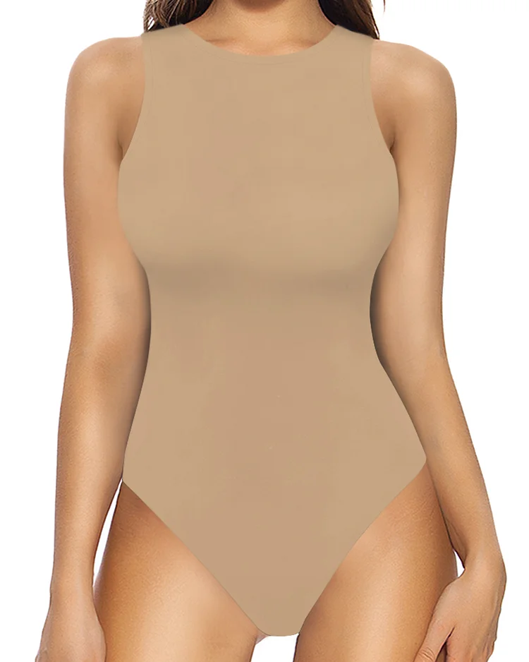 Mangopop MANGOPOP Tank Top Crewneck Bodysuits for Women Sleeveless Bodysuit  Basic(XX-Large,X-Large)