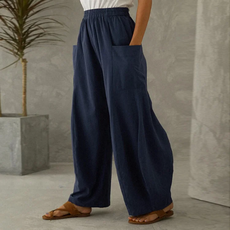 Loose Casual Pocket Solid Pants