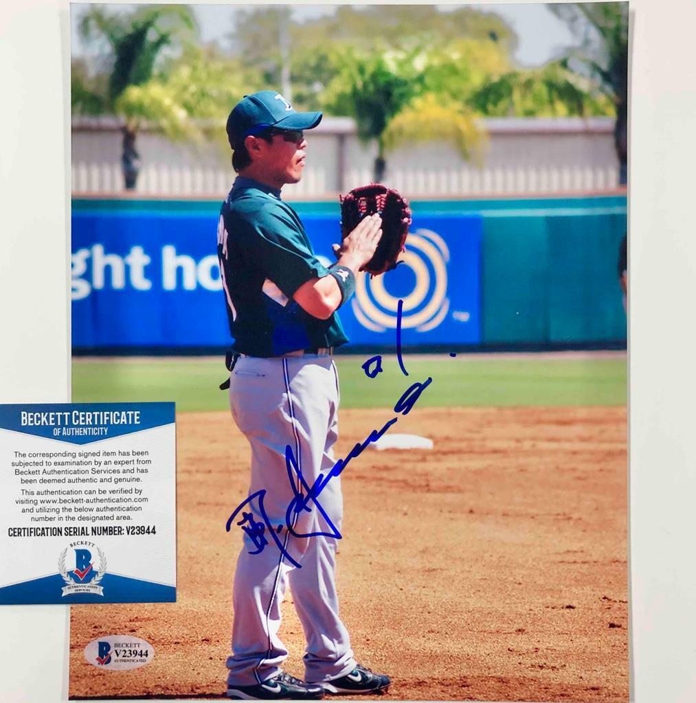 Akinori Iwamura autograph Tampa Devil Rays signed 8x10 Photo Poster painting BAS COA Beckett