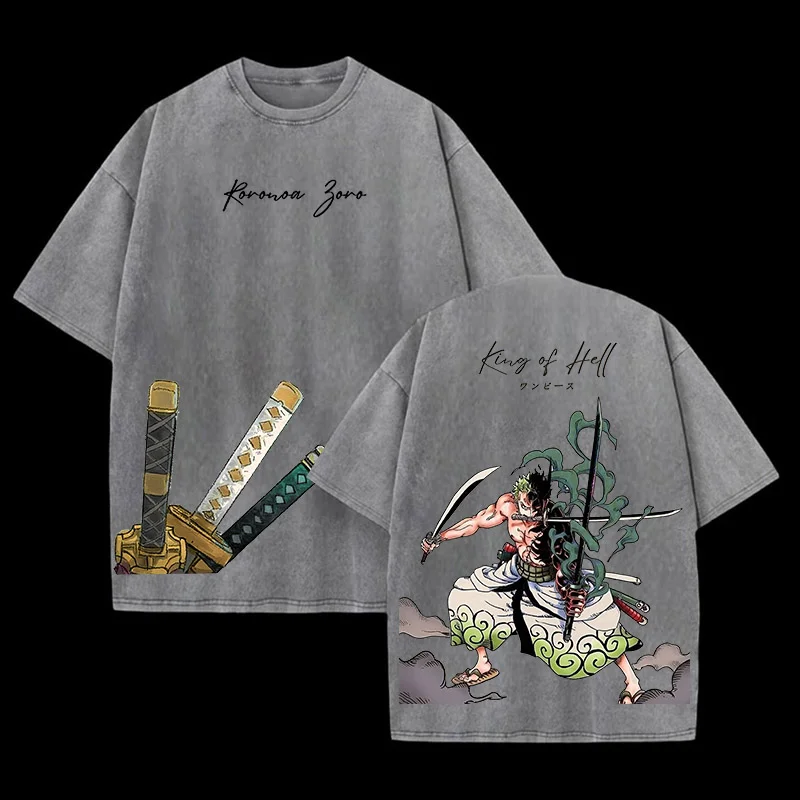 Roronoa Zoro King Of Hell Printed Unisex Washed T-Shirt