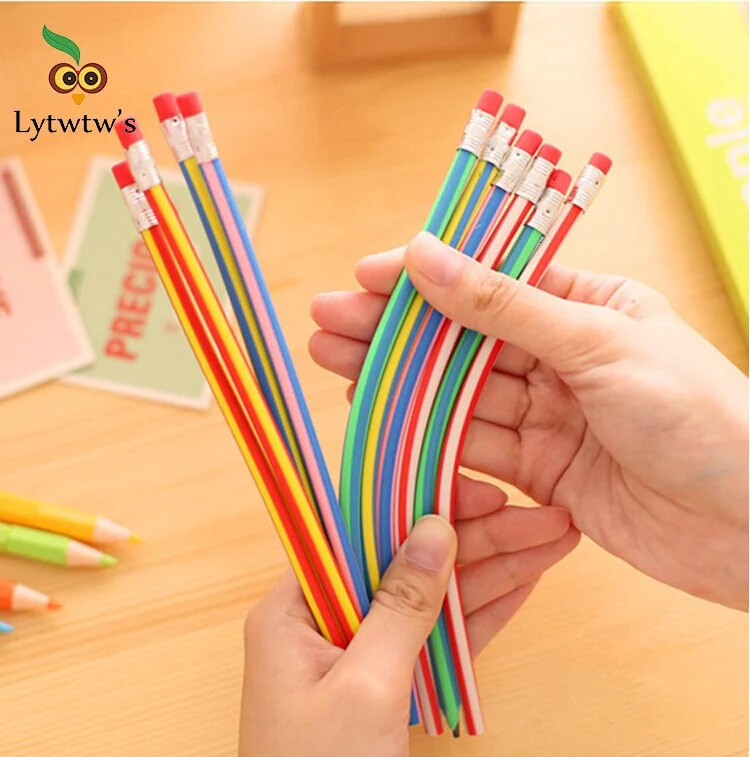 1Pcs Colorful Magic Bendy Flexible Soft Pencil With Eraser Stationery Kids Student Colored School Office Supply Creative Novelty