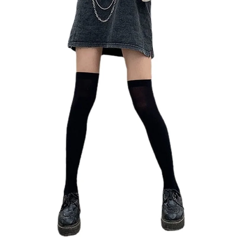 JK Style Knee High Velvet Stockings Sexy Women Long Black Stockings Thigh High Socks