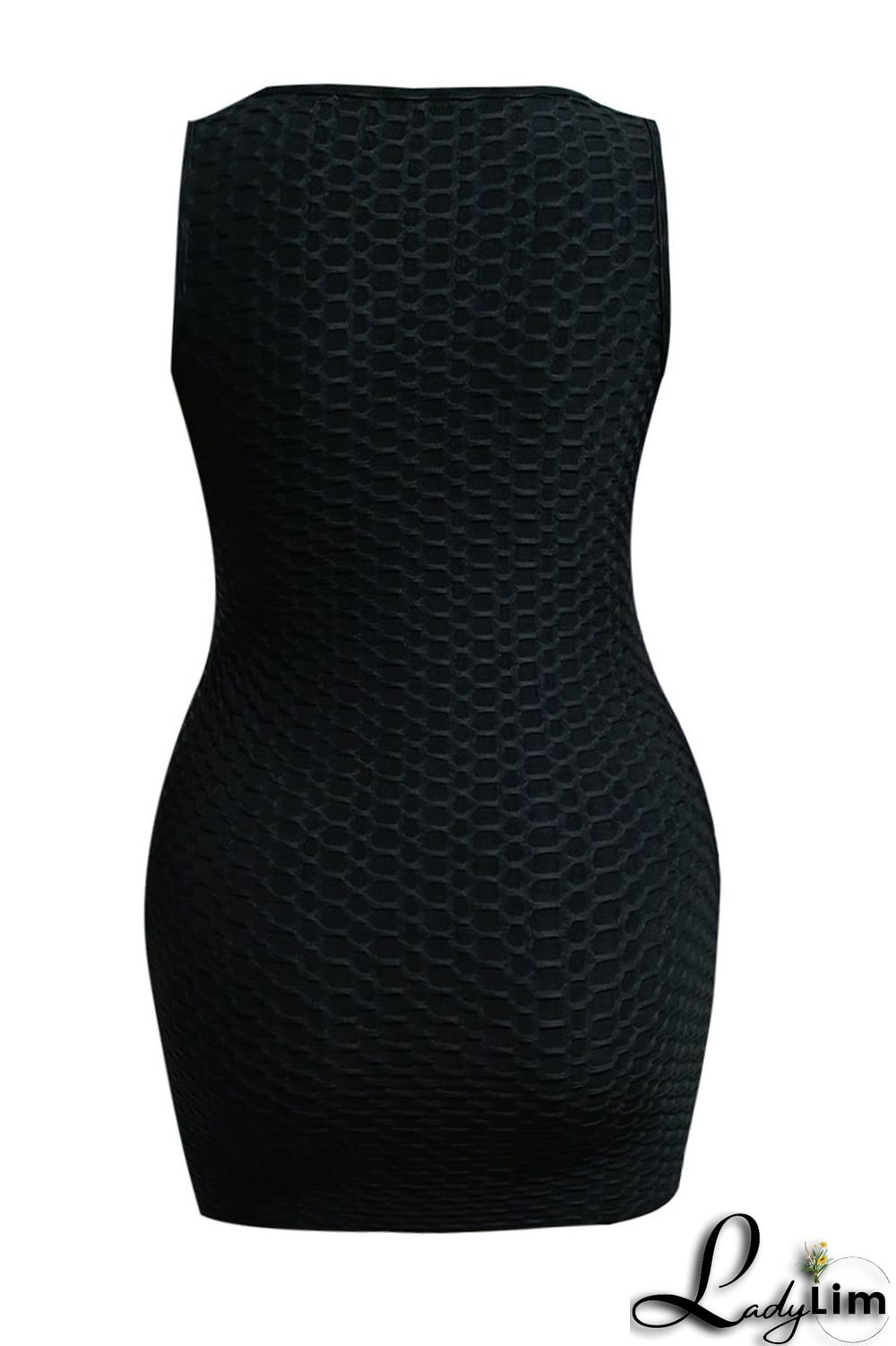 Black Casual Solid Patchwork U Neck Pencil Skirt Plus Size Dresses