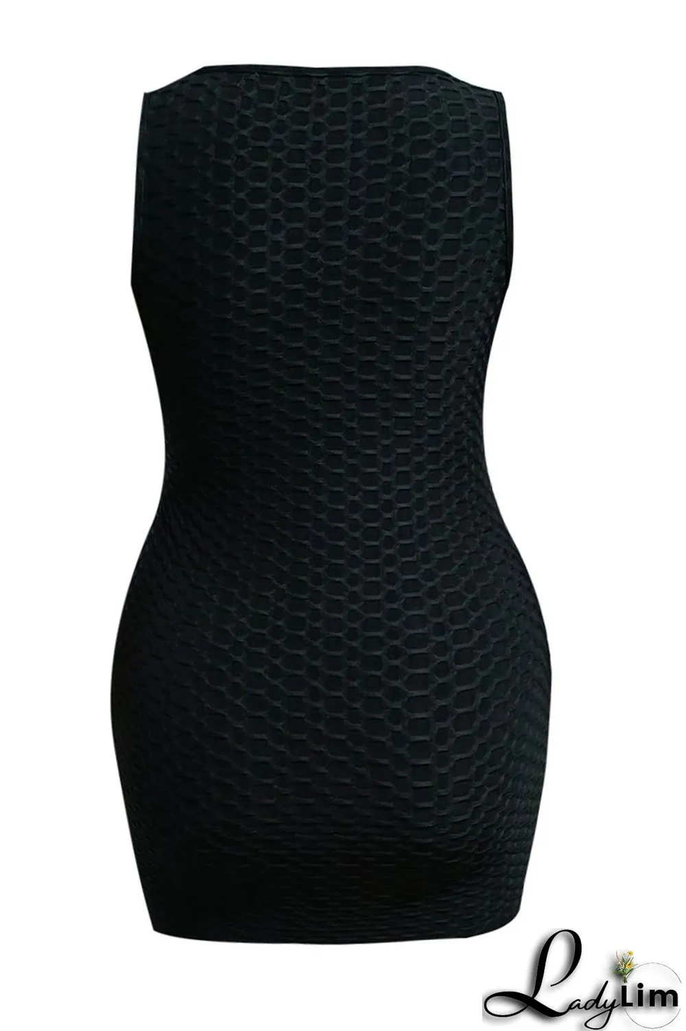 Black Casual Solid Patchwork U Neck Pencil Skirt Plus Size Dresses