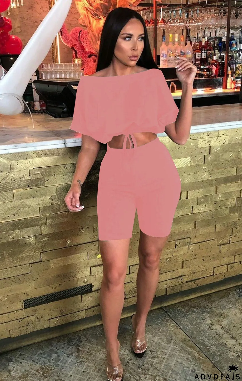 Casual Solid Color Short Sleeve Shorts Two Piece Sets