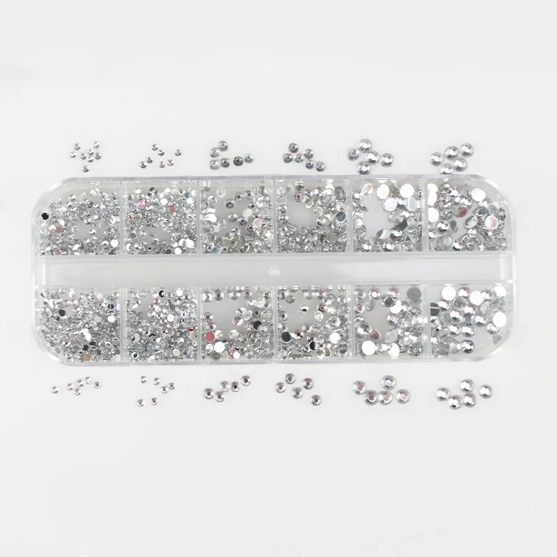 12 Grid Flat Nail Art Rhinestones Mixed