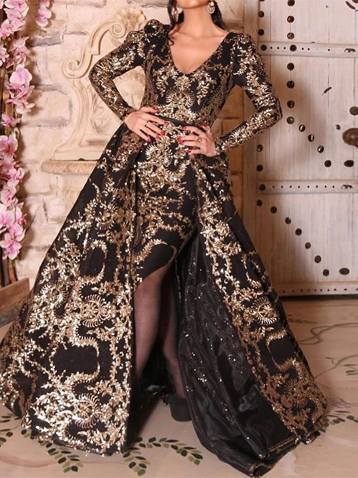 Retro Long-sleeved Big Swing Dress