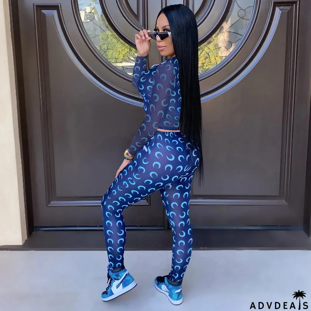 Fashion Multi-color Printed Zipper Sports Casual Suit