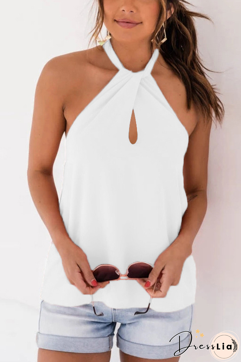 KarliDress Lace-up Halter Top P12608