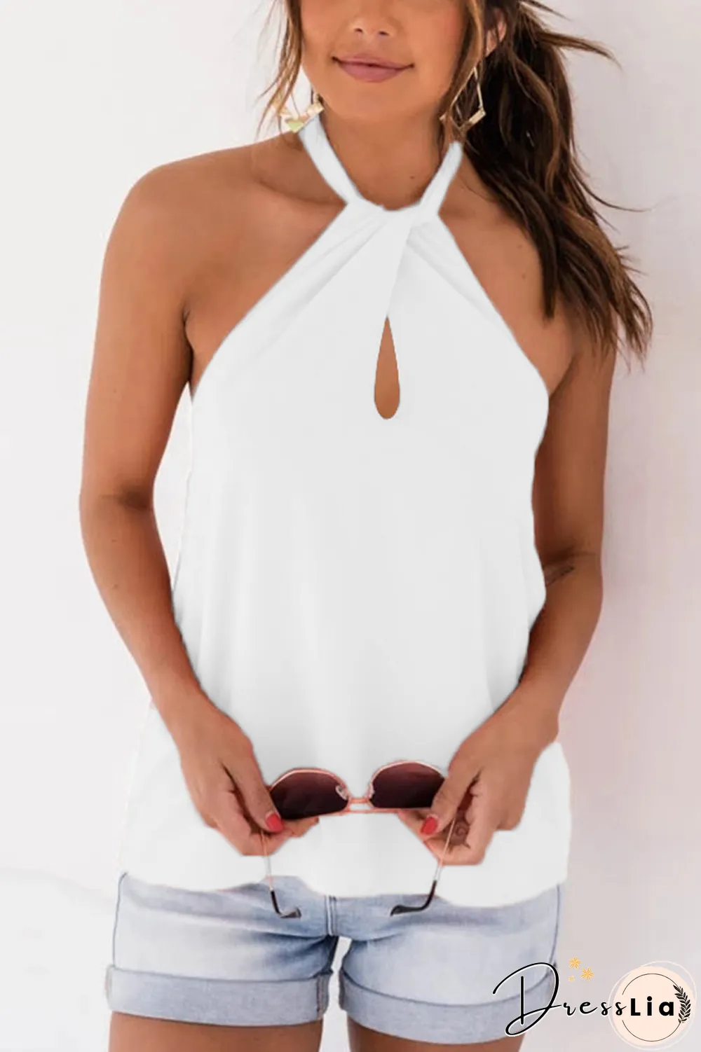 KarliDress Lace-up Halter Top P12608
