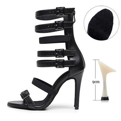 VCshoes Woman Latin Ballroom Leather Modern Dance Shoes Strap Black Suede Rubber Sole Jazz Salsa Stiletto Heel Ladies Ankle Boots