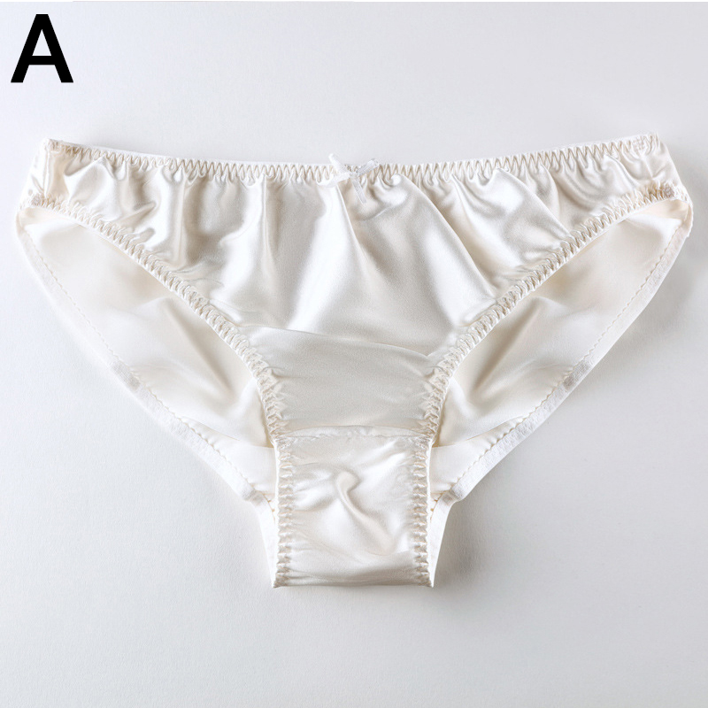 Lidudu Sexy Real Silk Women's Underwear Seamless Panties Female Satin Briefs Comfortable Lingerie Mid Waist Undershorts Plus Size