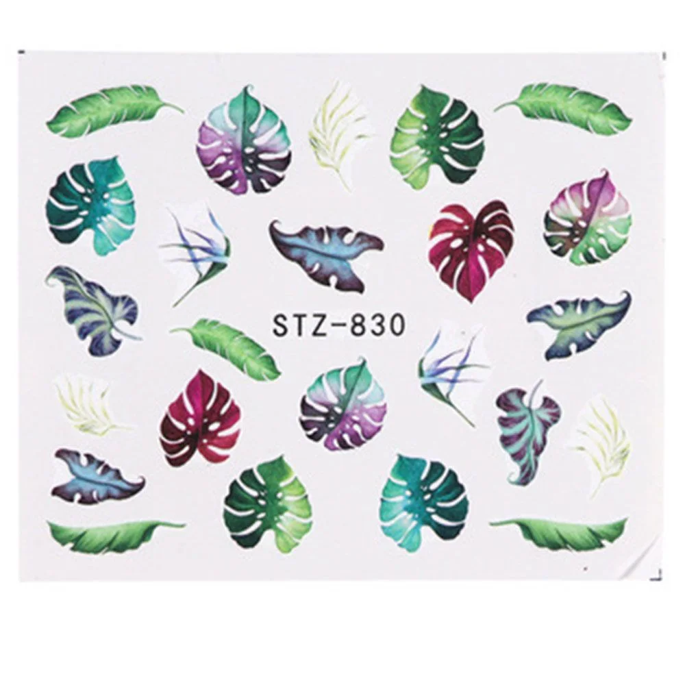 Churchf Palm Tree Coconut Tree Leaf Flower Design Nail Stickers Summer Nail Art Decoration Water Transfer Sliders For Nails DIY-Nail Inspo