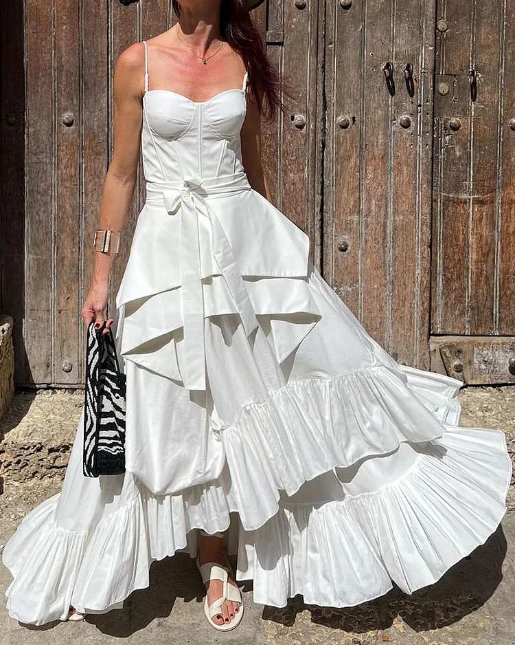 Elegant Solid Color Irregular Design Dress