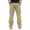 Men's Vintage Outdoor Tactical Cotton Elastic Waist Multi-Pocket Loose Cargo Pants by Inlyline