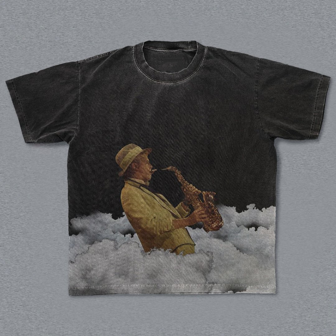 Vintage Print Washed Short Sleeve T-Shirt - Sopula｜Premium Graphic Tees & Graphic Clothing