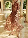 Empire Floral Printed Half Sleeves Maxi Dress