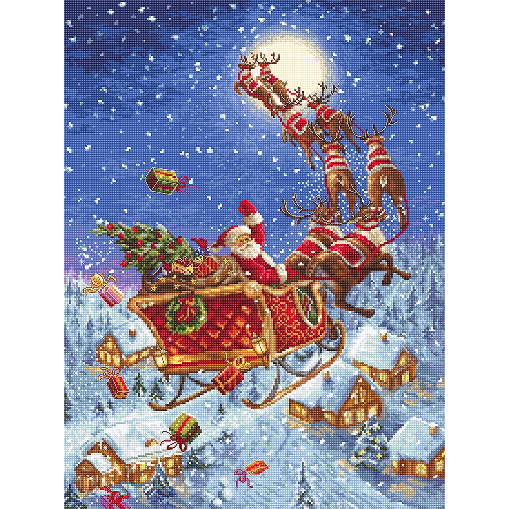

Traveling Santa - 11CT Stamped Cross Stitch - 53*70CM, 501 Original