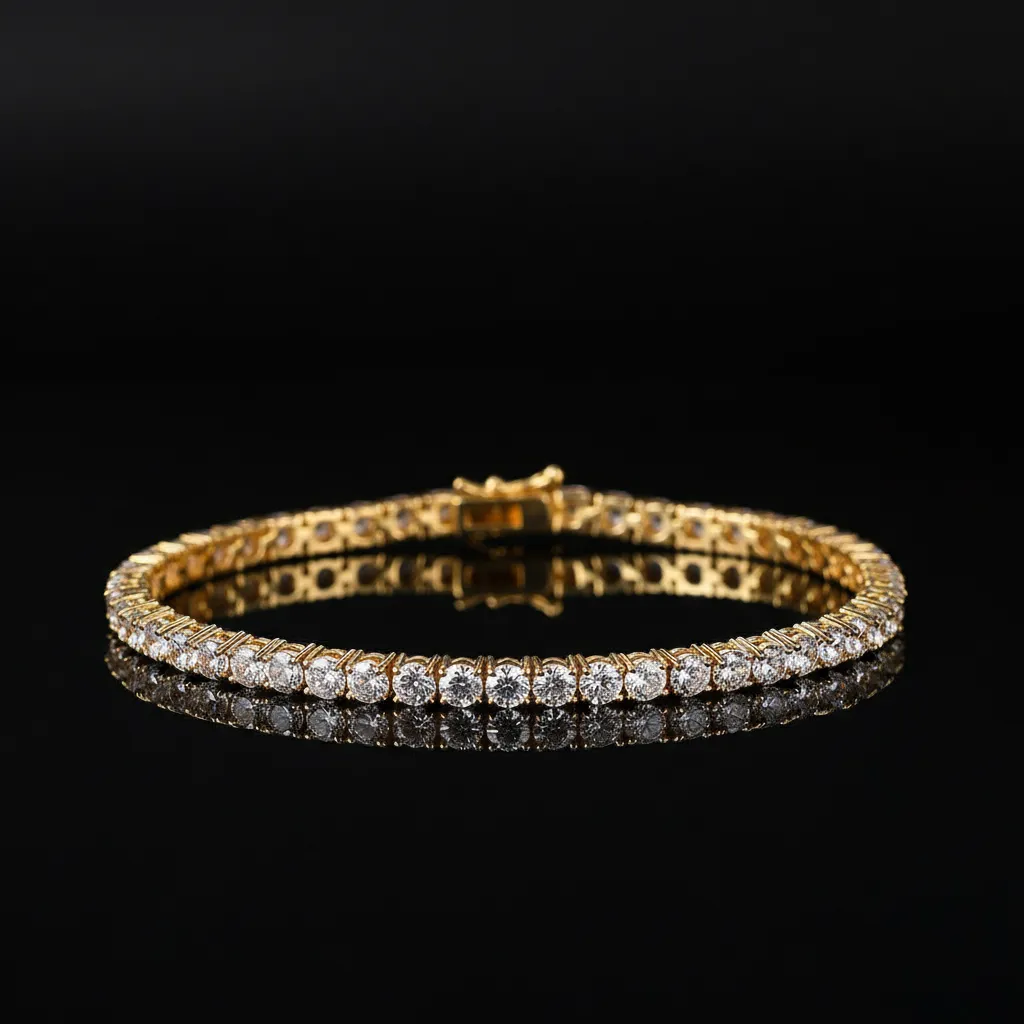 JiStones Eternal Glimmer Tennis Bracelet | 18K Gold Plated Luxury Crystal Gold-3MM Cubic Zirconia