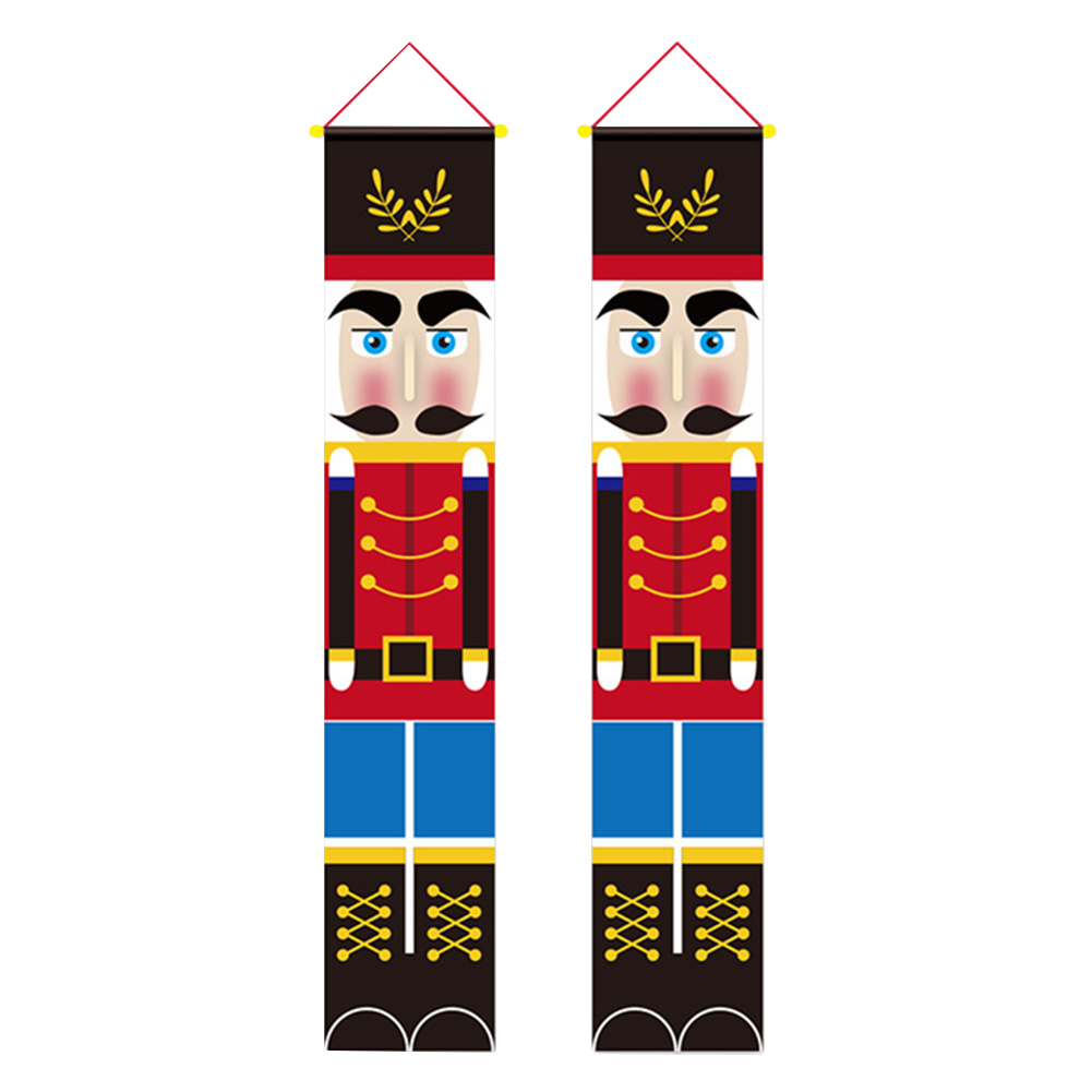 

1 Pair Christmas Walnut Soldier Door Curtain Hanger Couplet Front Door Flag, 501 Original