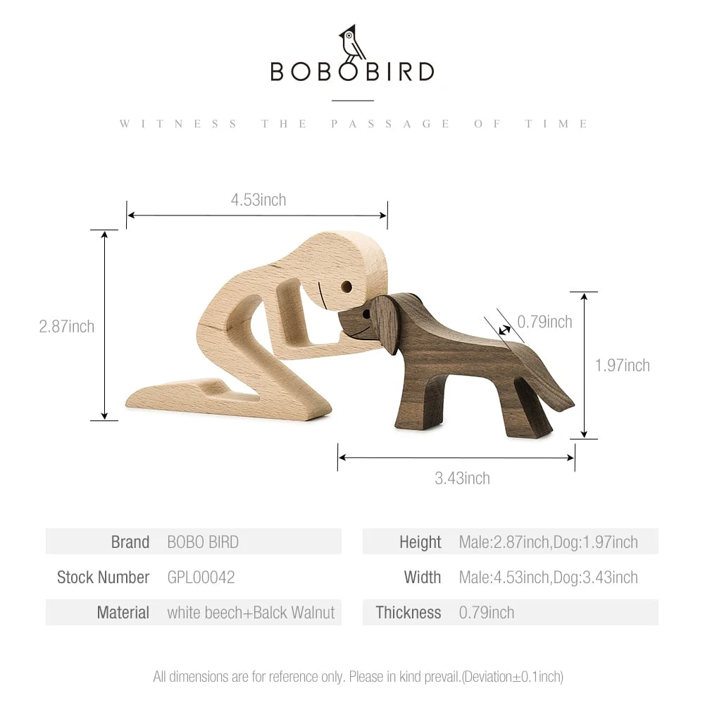 Puppy Family Wood Dog Carving Ornaments Decoration Home Decor Figurine Desktop Table Ornament Sculptures For Dog Pet Lover Gifts