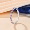 TKJ Classic Round Moissanite 925 Sterling Silver Women's Stackable Pink and Sapphire Wedding Band Charms Fine Jewellery