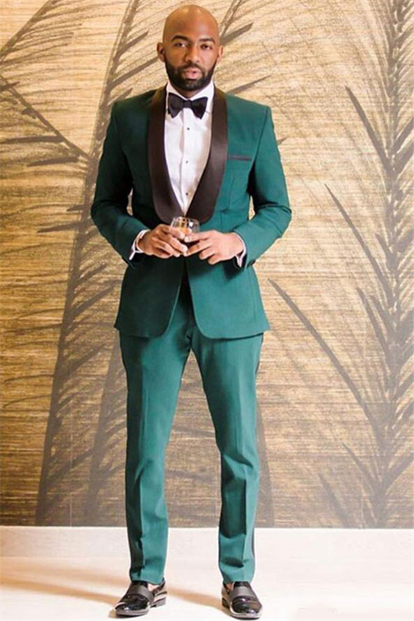Bellasprom Elegant Black Shawl Lapel Anthony Summer Suits for Prom For Groom Dark Green With One Button Bellasprom