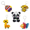 (US Only)5Pcs Animals Bead Cross Stitch Keychain Kit DIY Beads Needlework Keychain Craft