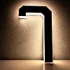 LED Illuminated Modern Address Sign Waterproof Personalized Solar Powered Address Number Dusk To Dawn Adhesive Or Screw Mount for Outside House Light Up Courtyard Hotel Bar
