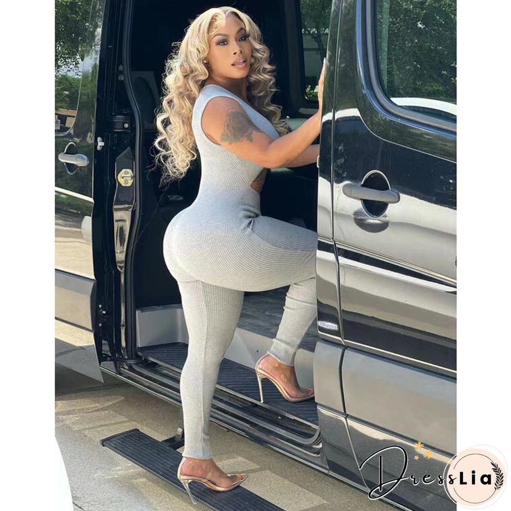 Sleeveless Cut Out Skinny One Piece Jumpsuit