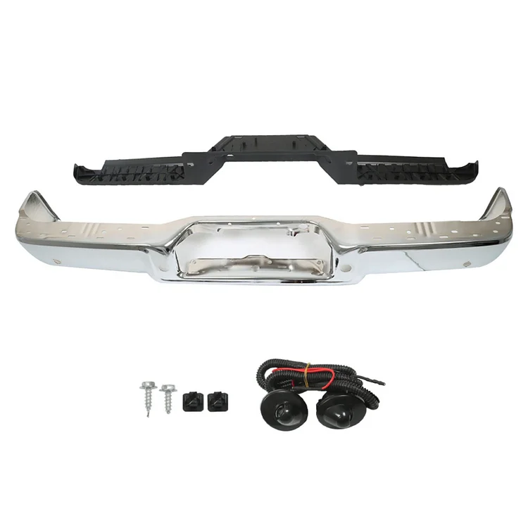 SEBLAFF Rear Step Bumper Assembly Chrome Steel with Rear Object Sensor Holes Replacement for 2004 2005 2006 F-150