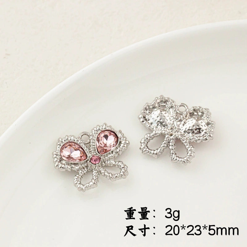 5 PCS/Package 20 * 23mm Alloy Artificial Pearls Rhinestones Flower Butterfly Pendant Jewelry Accessories