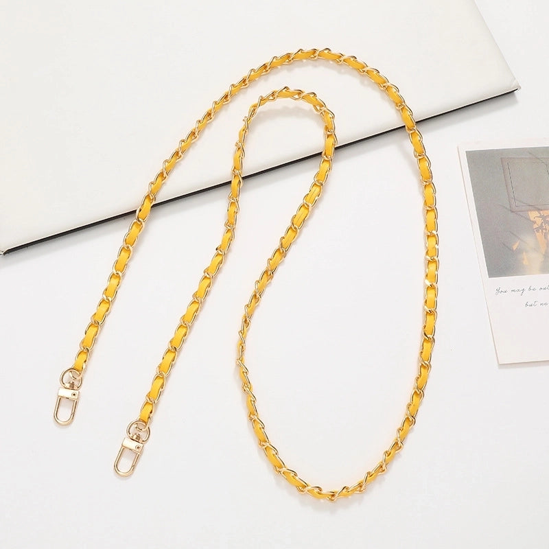 Elegant Solid Color Pu Leather Plating Chain Bag Pendant Mobile Phone Chain