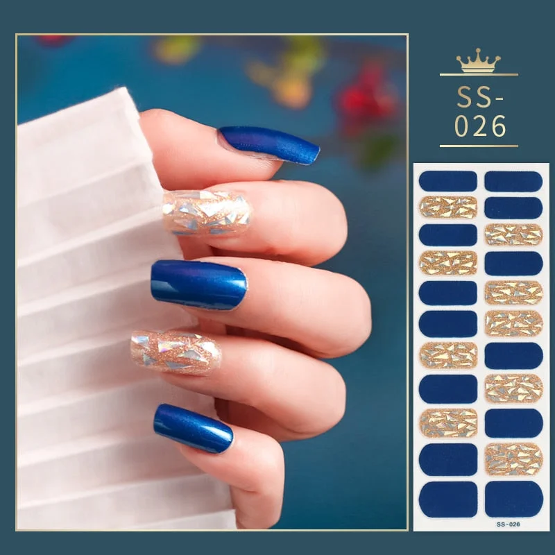 22Tips Colorful Nail Stickers Nail Accesoires Full Cover Stickers for Nails Self Adhesive Nail Art Nails Sticker Designer Shiny