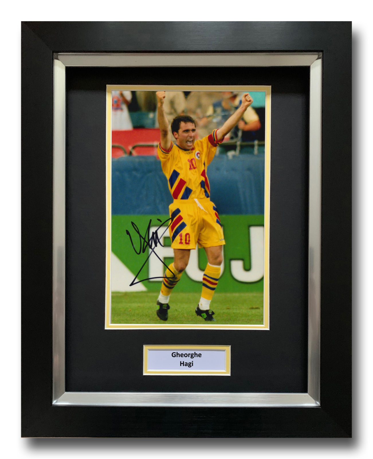 GHEORGHE HAGI HAND SIGNED FRAMED Photo Poster painting DISPLAY - ROMANIA FOOTBALL AUTOGRAPH 1.