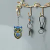 1 porte-cl&eacute;s DIY 3D en diamant hibou bleu fonc&eacute; avec boucle homard, porte-cl&eacute;s double face en diamant avec cha&icirc;ne de ressort, cristal en diamant, mosa&iuml;que de diamants, cadeau unique fait main