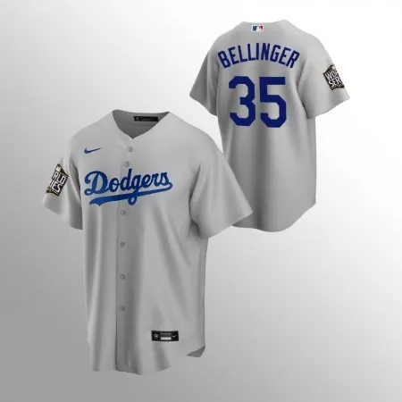 Men's Los Angeles Dodgers #35 Cody Bellinger Grey 2020 World Series Bound stitched Jersey 7OH5